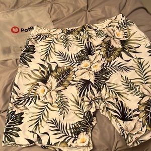 Light green tropical swim shorts XL